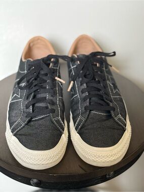 Converse One Star Pro Black Denim Low-Top Sneakers with White Soles